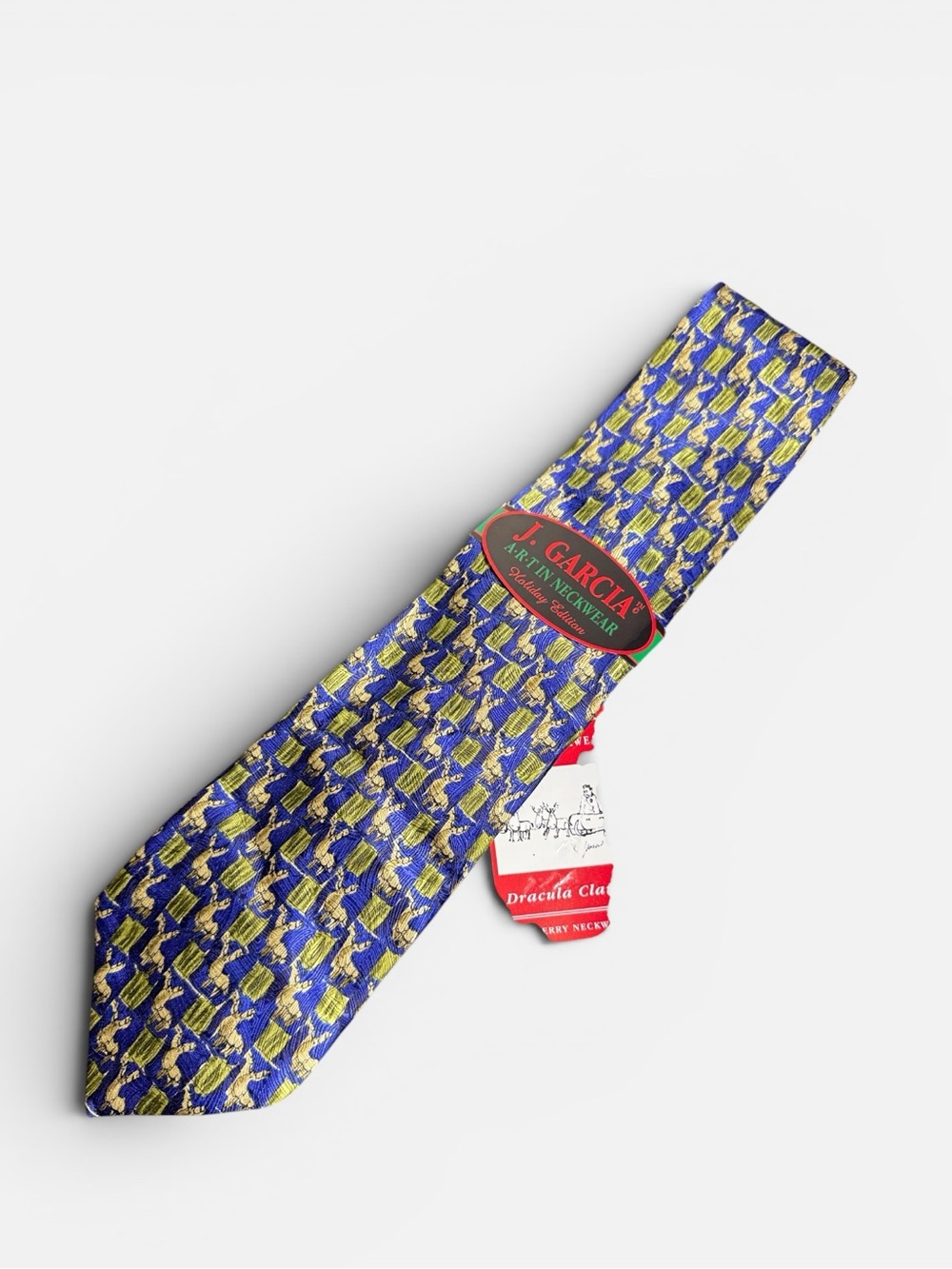 NEW J. Garcia blue green holiday edition 100% silk Dracula Claus neck tie NWT
